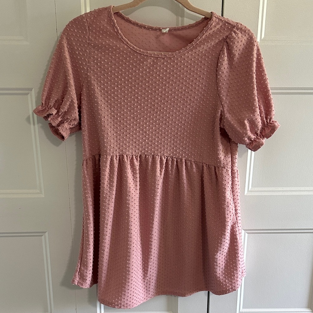 Pinkblush Maternity Light Pink Swiss Dot Peplum Tunic
